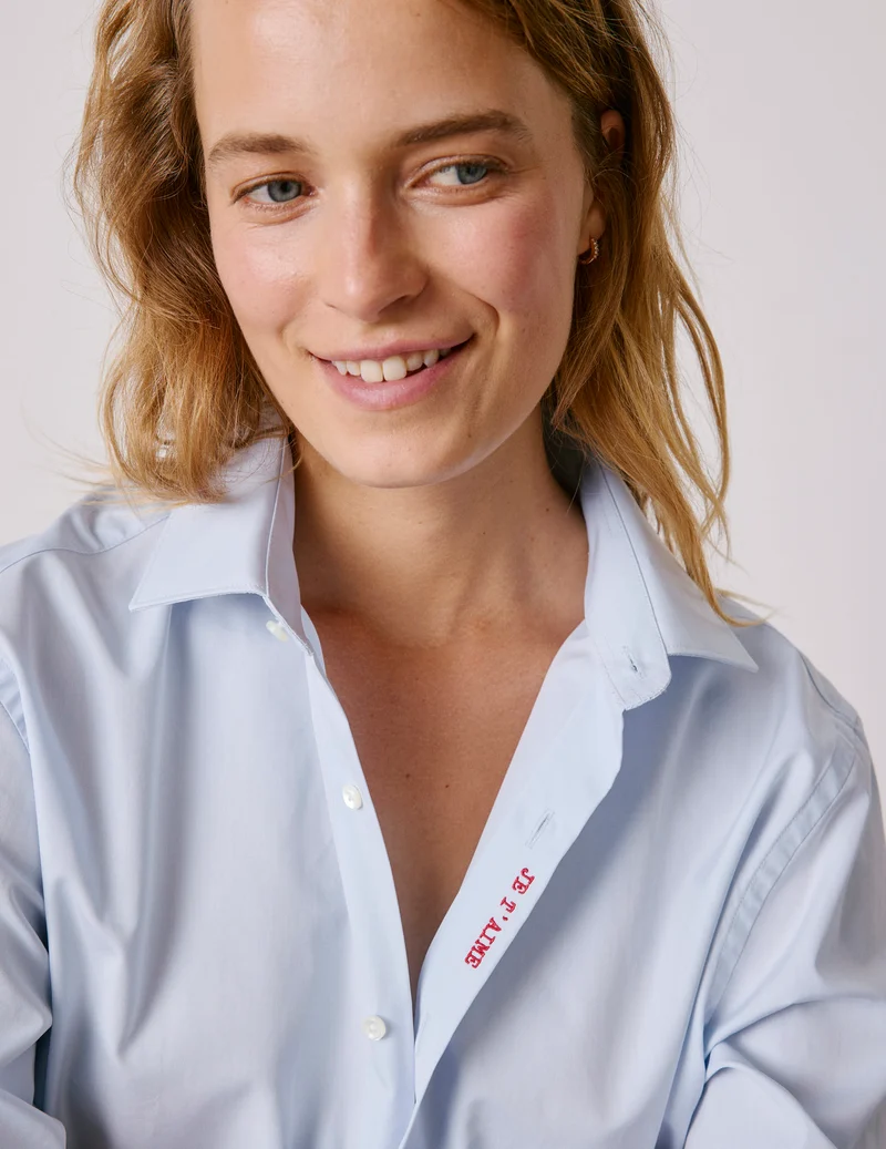 Chemise mixte "Je t'aime" bleue