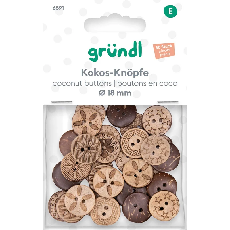 Kokos-Knöpfe, Ø 18 mm, 30 St.