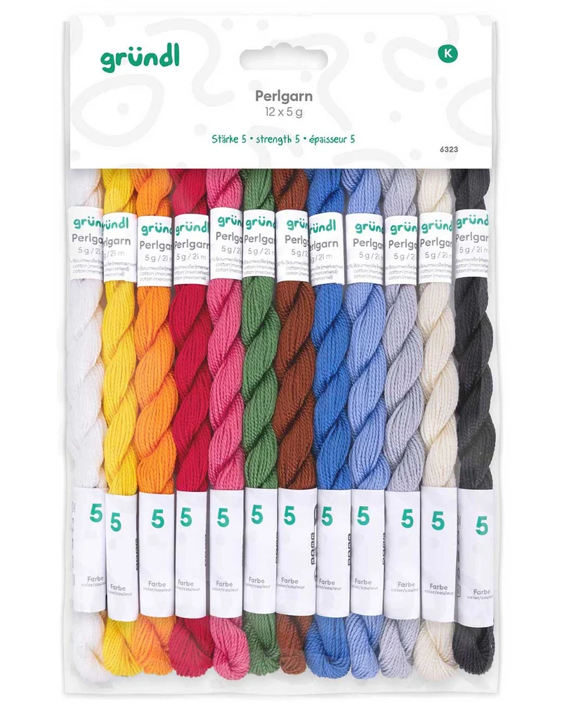 Perlgarn, 12 x 5 g, 12 Farben