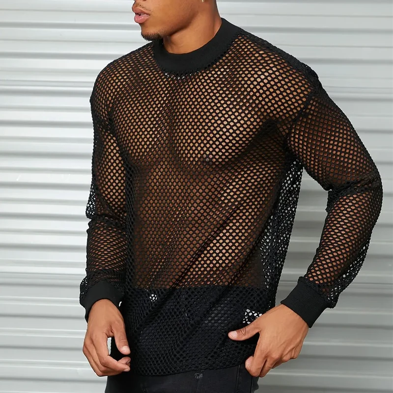 Fetisch Fashion Männer Oberteil Sexy Shirt Herren Body Hemd Transparent Clubwear