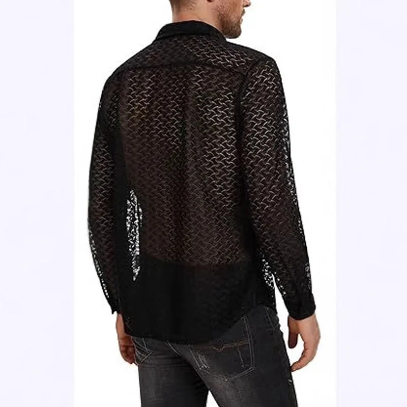 Fetisch Fashion Männer Oberteil Sexy Shirt Herren Body Hemd Transparent Clubwear