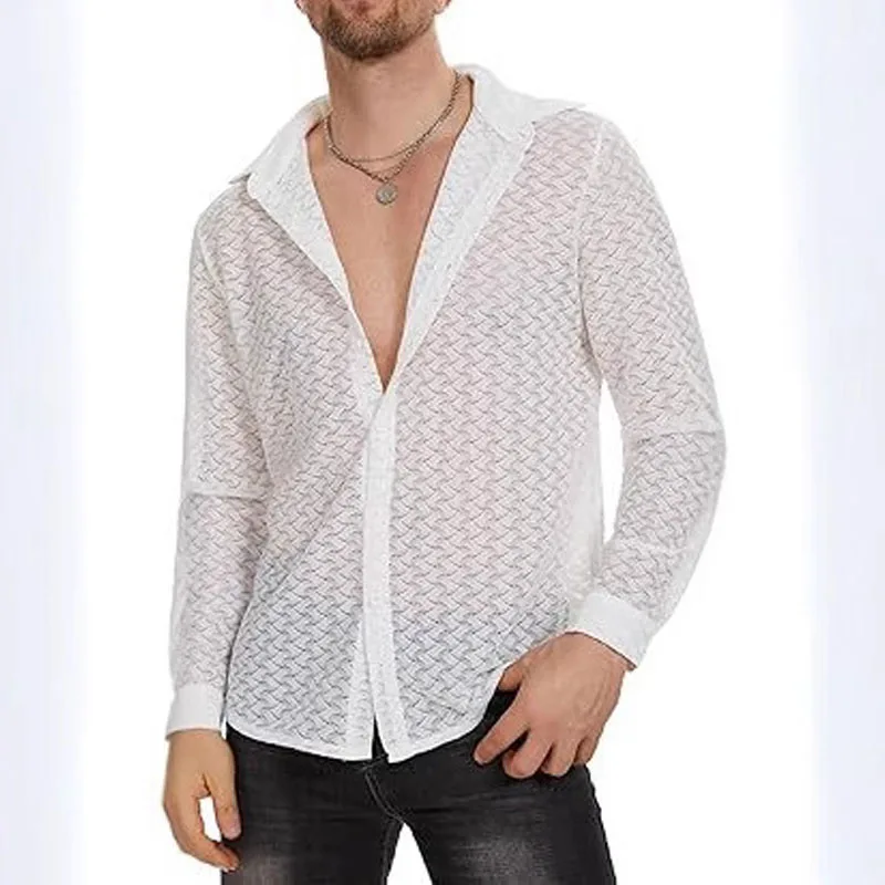 Fetisch Fashion Männer Oberteil Sexy Shirt Herren Body Hemd Transparent Clubwear