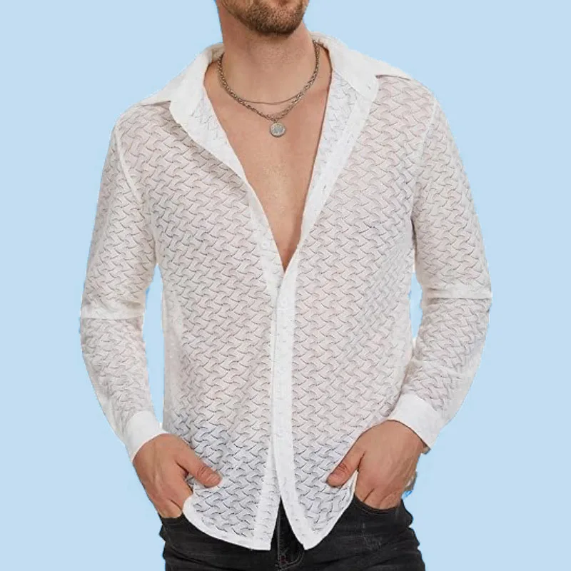 Fetisch Fashion Männer Oberteil Sexy Shirt Herren Body Hemd Transparent Clubwear