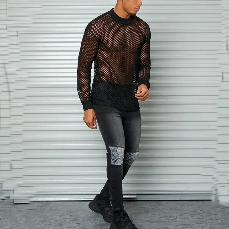 Fetisch Fashion Männer Oberteil Sexy Shirt Herren Body Hemd Transparent Clubwear