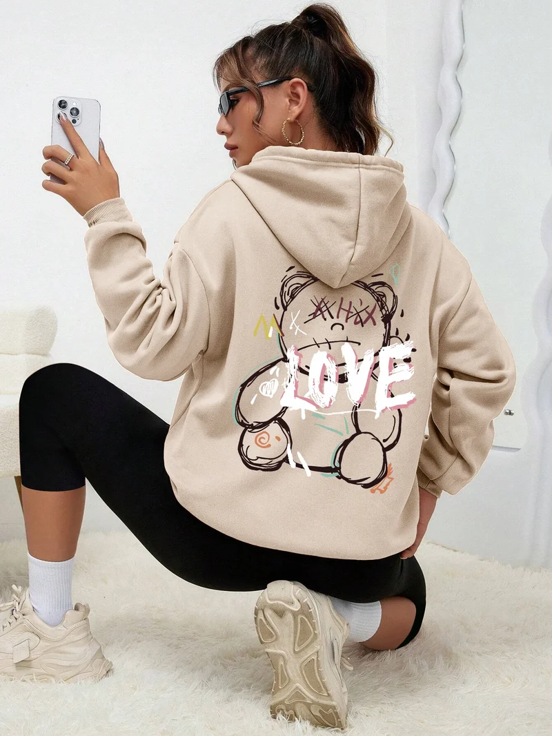 Teddybär Kapuzenpullover Sweatshirt Fleece Hoodie Pulli Damen Kapuzenpulli Shirt