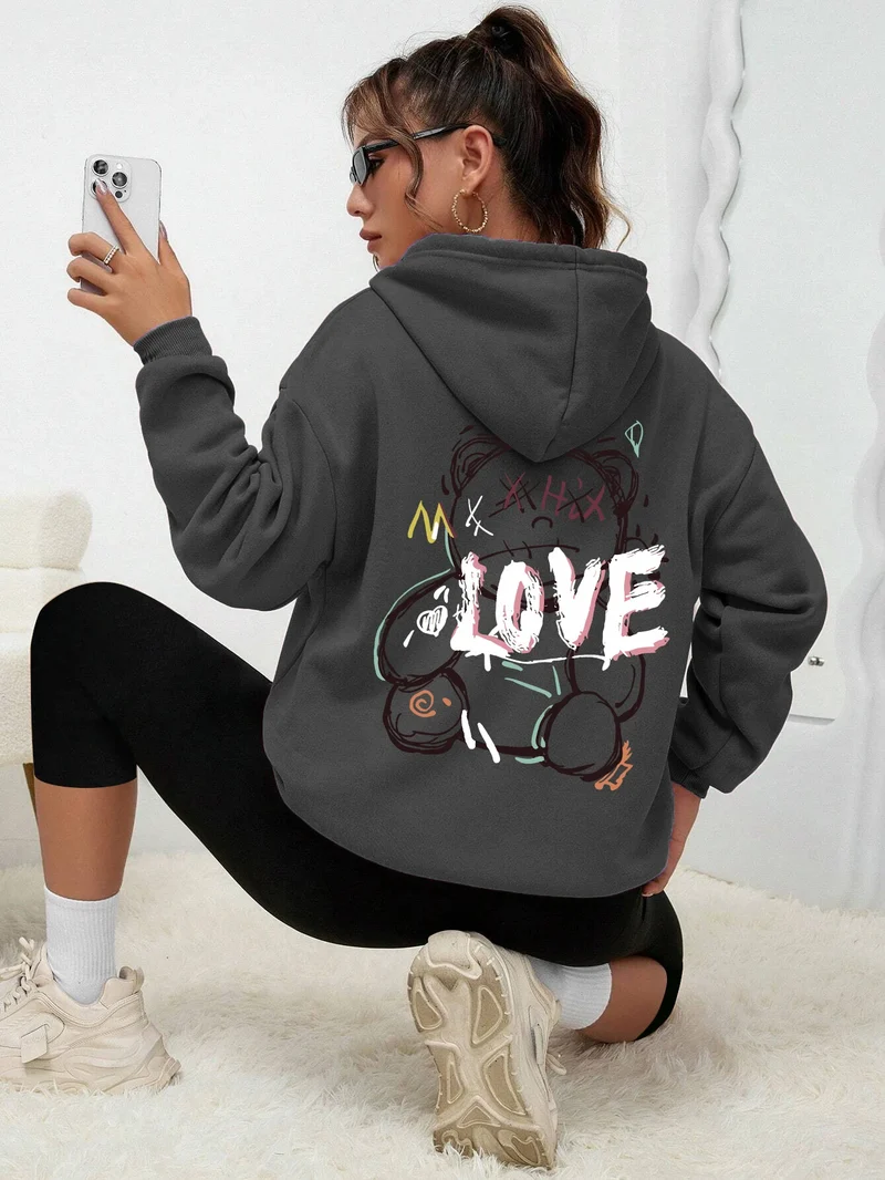 Teddybär Kapuzenpullover Sweatshirt Fleece Hoodie Pulli Damen Kapuzenpulli Shirt