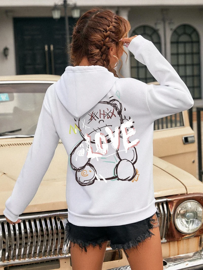 Teddybär Kapuzenpullover Sweatshirt Fleece Hoodie Pulli Damen Kapuzenpulli Shirt