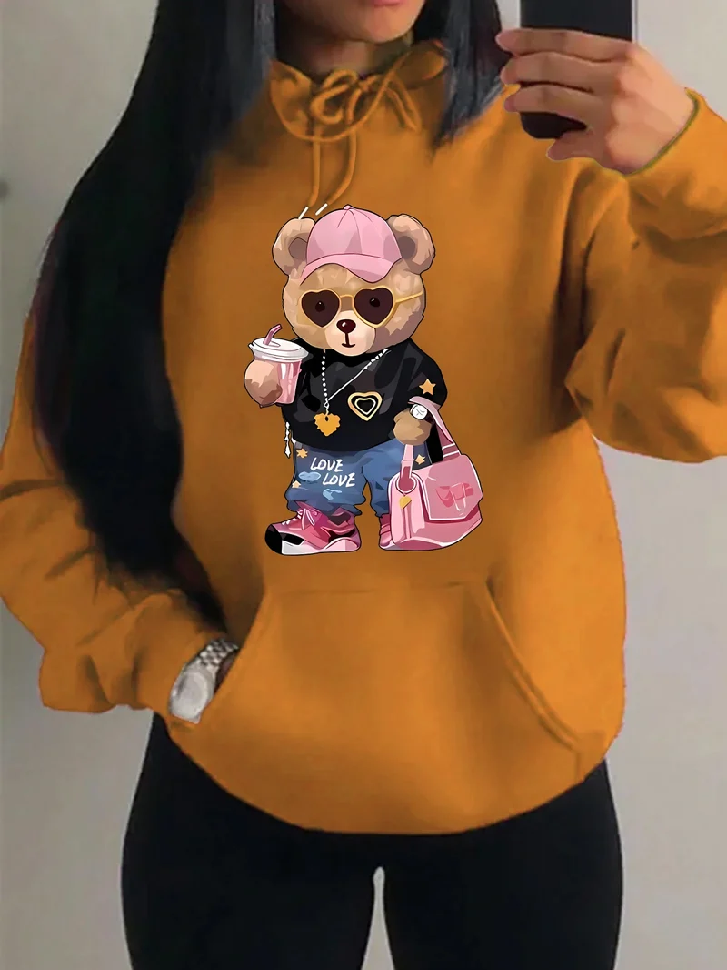 Teddybär Kapuzenpullover Sweatshirt Fleece Hoodie Pulli Damen Kapuzenpulli Shirt