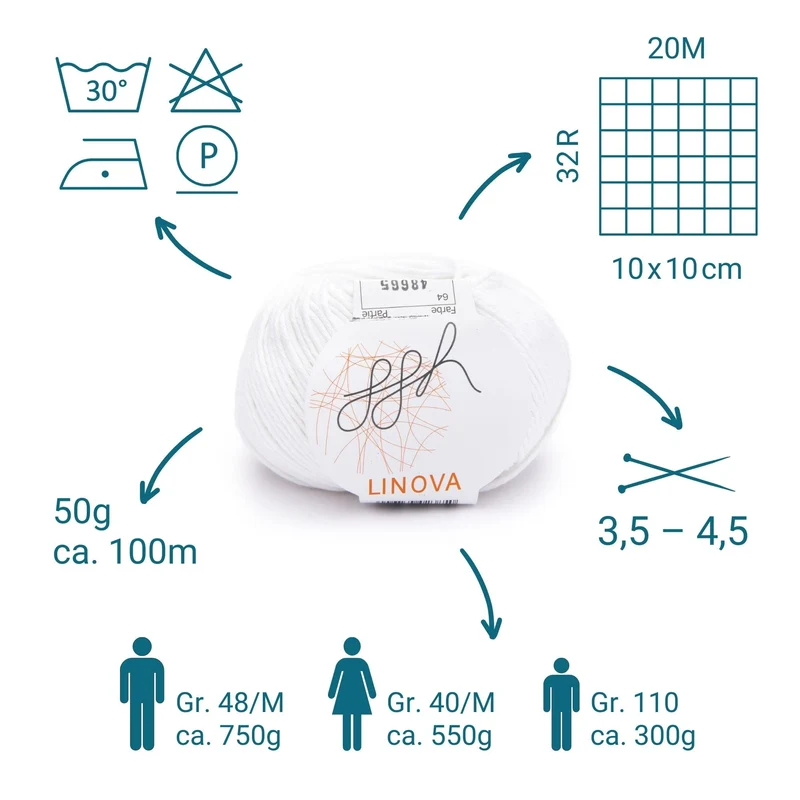 ggh Linova | 100% Baumwolle | 100m/50g | 064 - Weiß