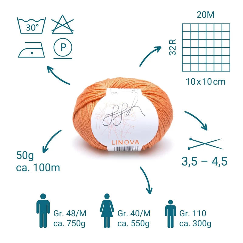 ggh Linova | 100% Baumwolle | 100m/50g | 072 - Mandarine