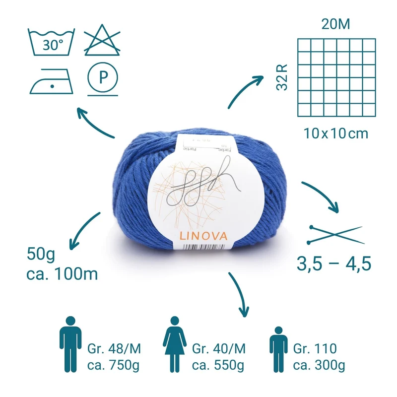 ggh Linova | 100% Baumwolle | 100m/50g | 039 - Mittelblau