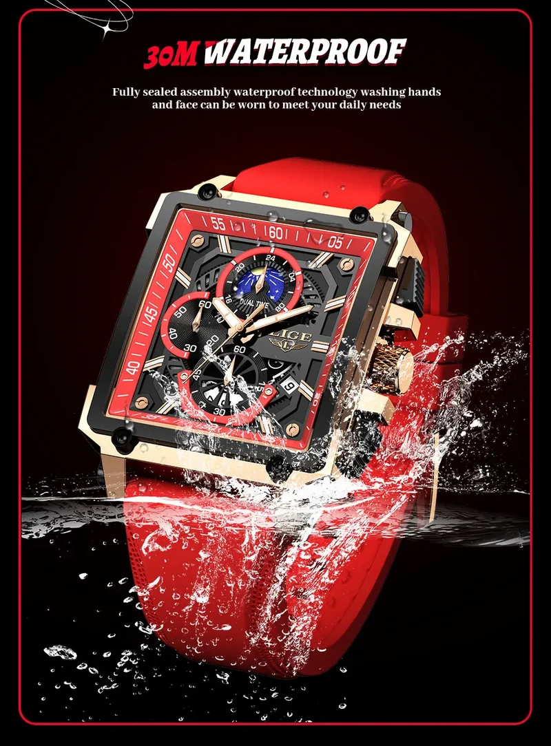 Orologio Uomo Quarzo Acciaio Inossidabile Orologio digitale Cronografo sportivo