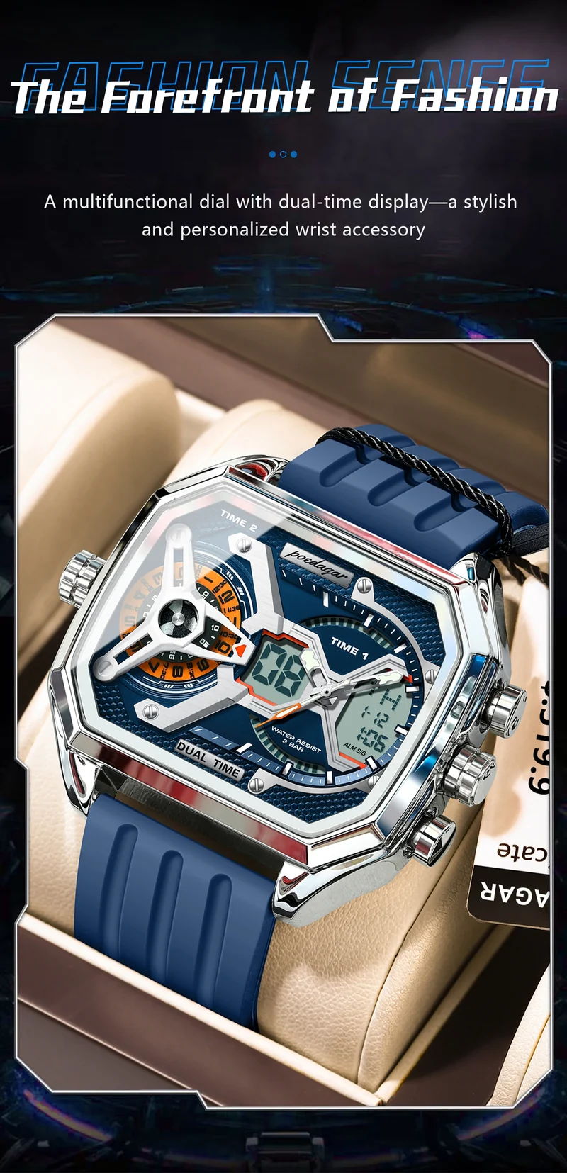 Orologio Uomo Quarzo Acciaio Inossidabile Orologio digitale Cronografo sportivo