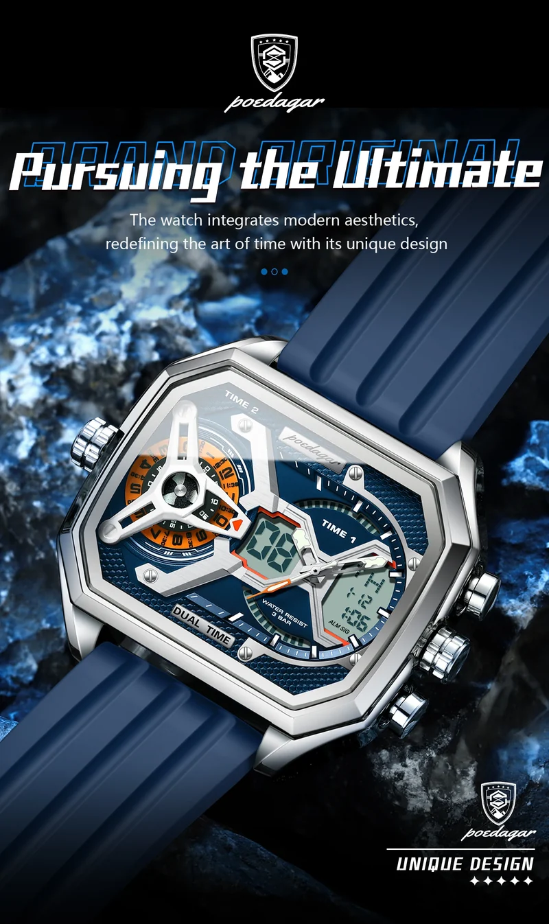Orologio Uomo Quarzo Acciaio Inossidabile Orologio digitale Cronografo sportivo
