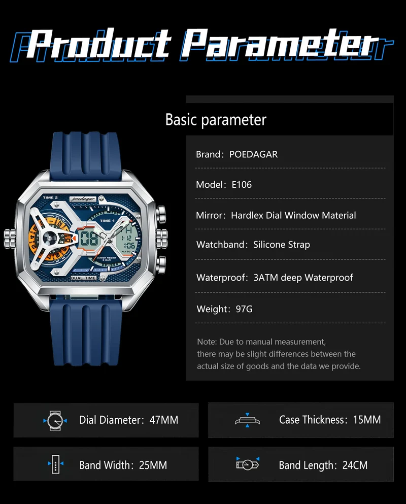 Orologio Uomo Quarzo Acciaio Inossidabile Orologio digitale Cronografo sportivo