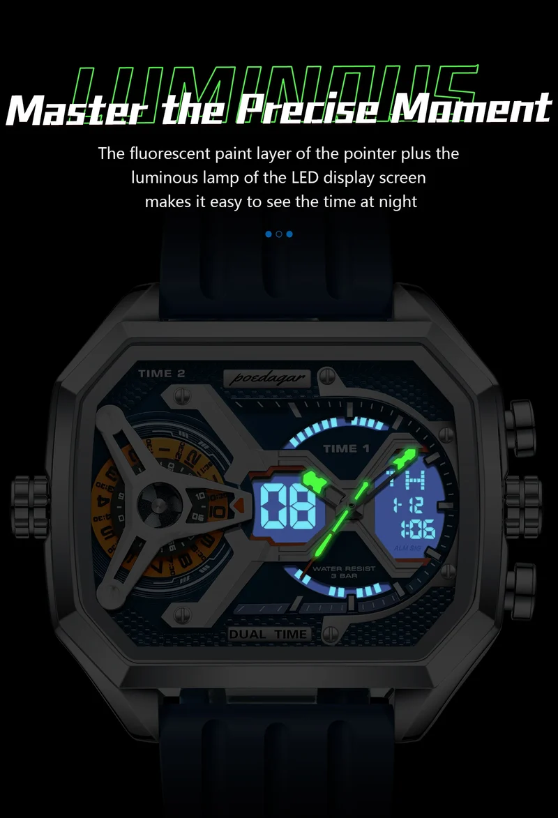 Orologio Uomo Quarzo Acciaio Inossidabile Orologio digitale Cronografo sportivo