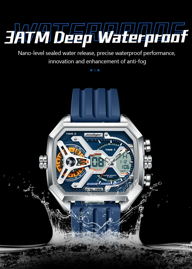Orologio Uomo Quarzo Acciaio Inossidabile Orologio digitale Cronografo sportivo