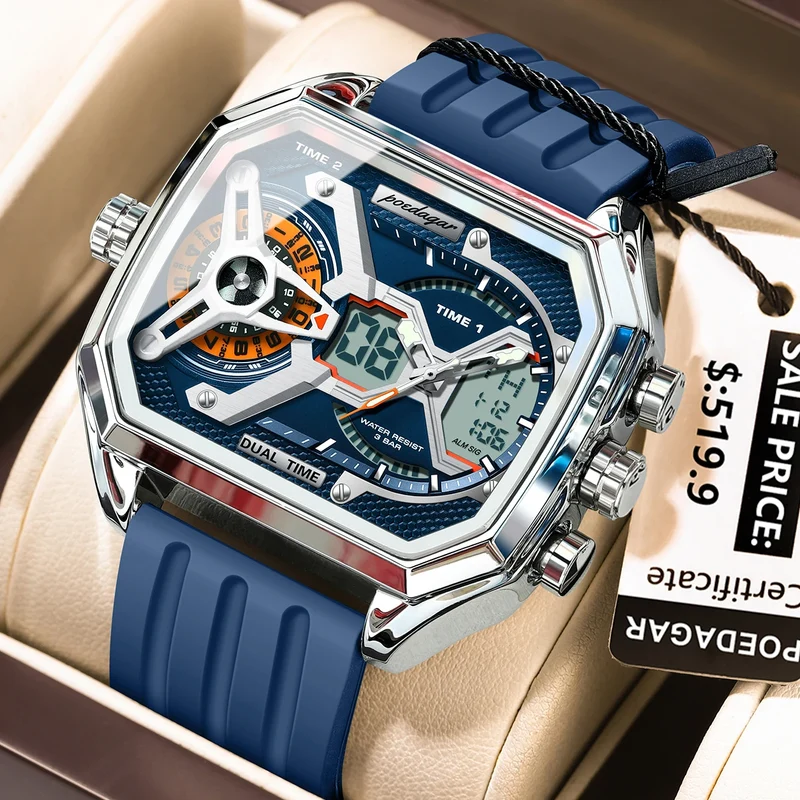 Orologio Uomo Quarzo Acciaio Inossidabile Orologio digitale Cronografo sportivo