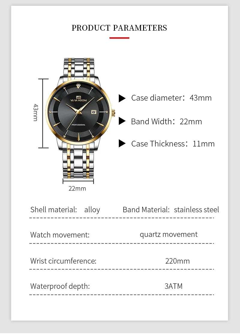 Herren Armbanduhr Silber Schwarz Edelstahl Quarzuhr Luxus Chronograph Business
