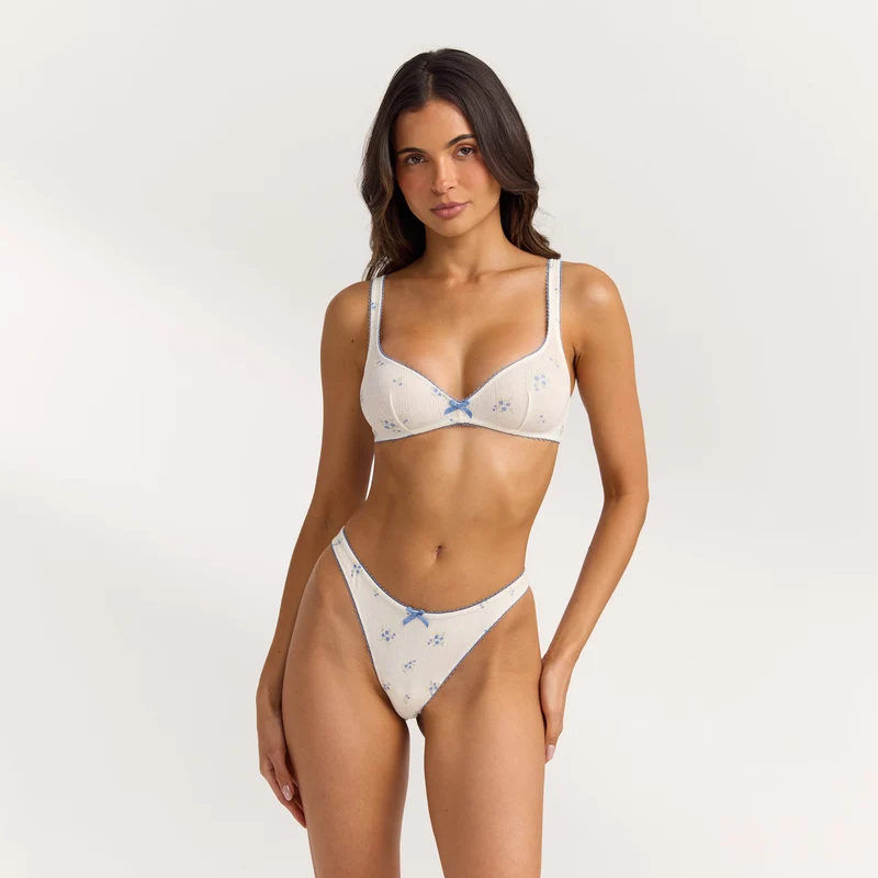 Pointelle Bralette - Florales Muster