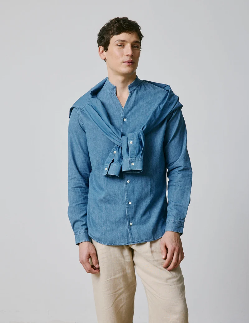 Chemise Carl en denim bleu