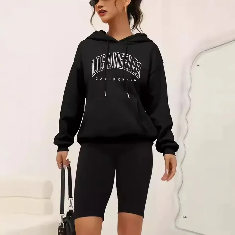 Felpa Con Cappuccio Donna Los Angeles Giacca Sportiva Hoodie Tuta Maglia Shirt