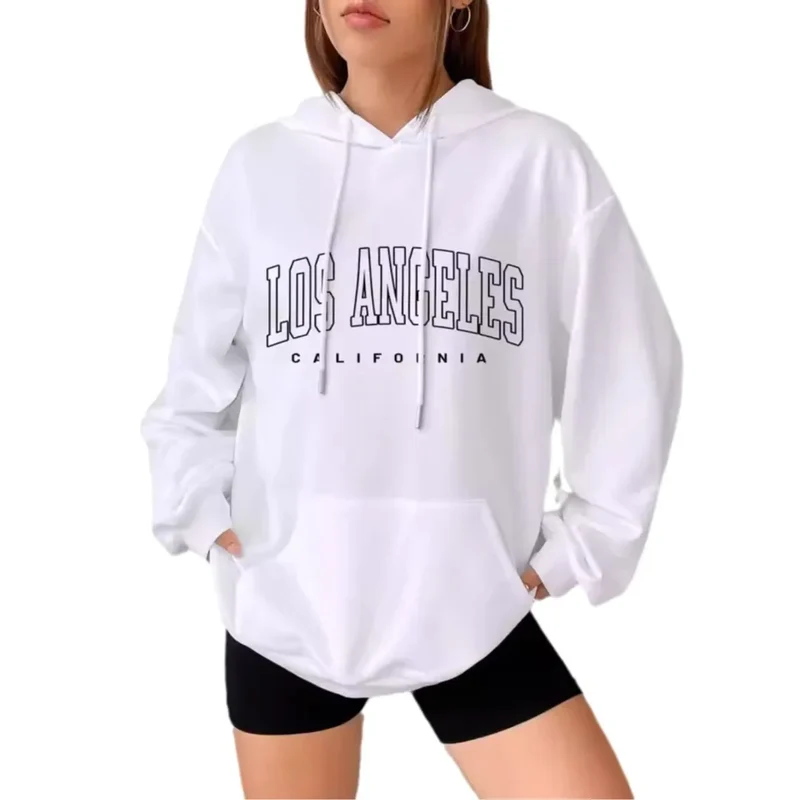 Felpa Con Cappuccio Donna Los Angeles Giacca Sportiva Hoodie Tuta Maglia Shirt