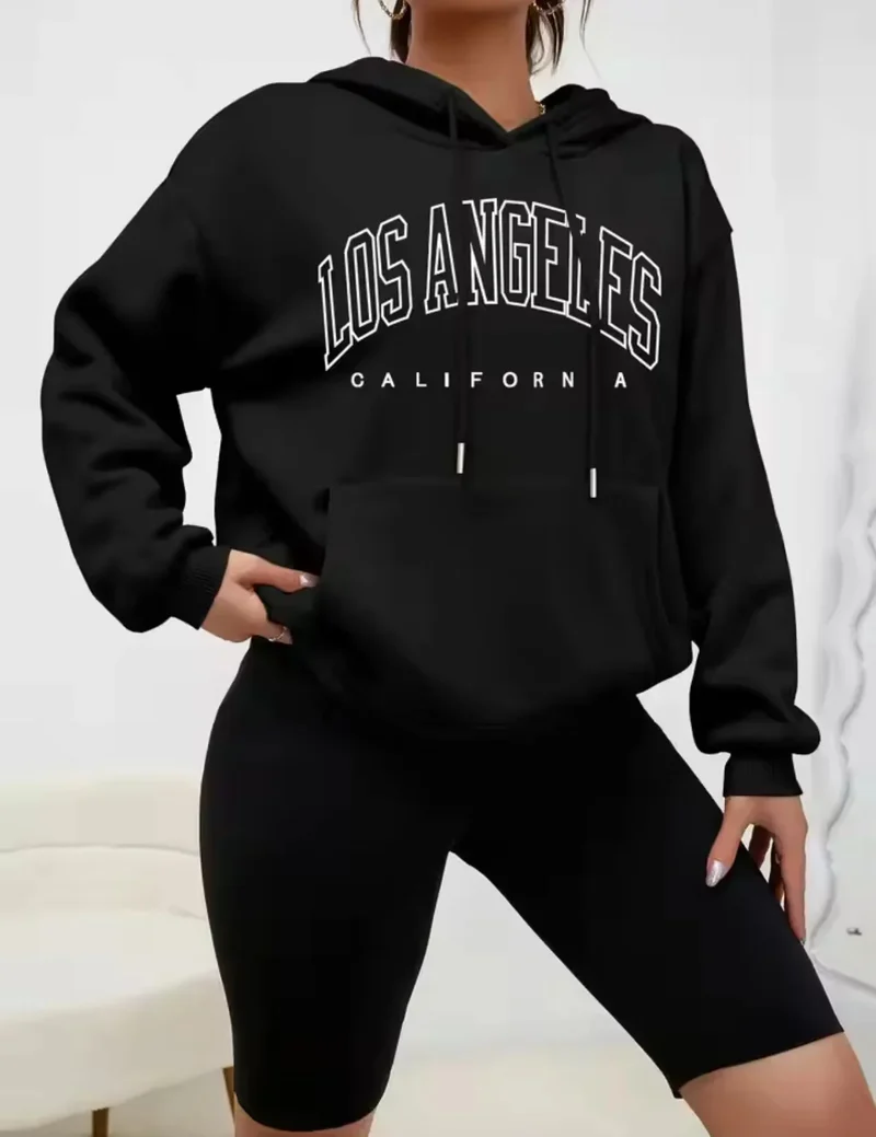Felpa Con Cappuccio Donna Los Angeles Giacca Sportiva Hoodie Tuta Maglia Shirt
