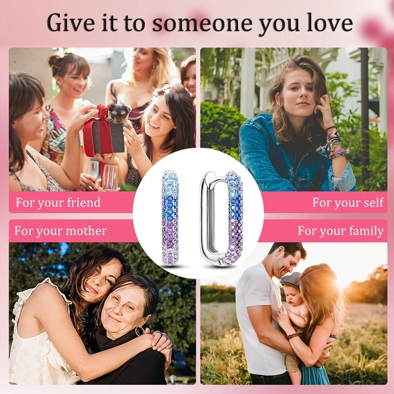 Creolen 925 Silber Ohrringe Zirkonia | Hypoallergen | Luxus Ohrstecker Geschenk