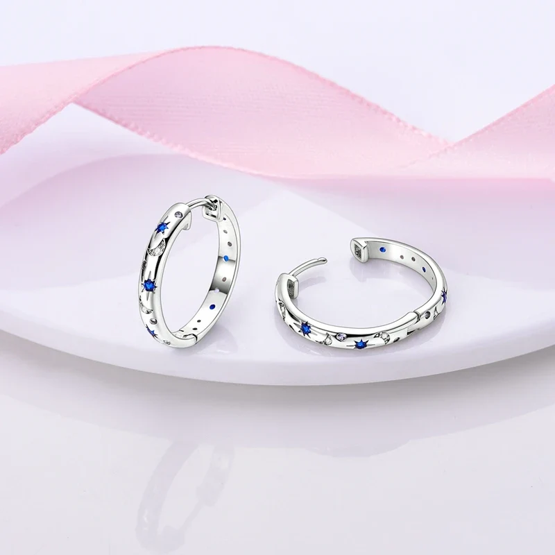 Creolen 925 Silber Ohrringe Zirkonia | Hypoallergen | Luxus Ohrstecker Geschenk