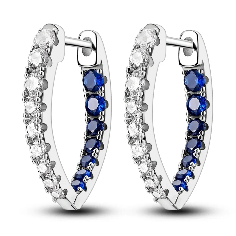 Creolen 925 Silber Ohrringe Zirkonia | Hypoallergen | Luxus Ohrstecker Geschenk