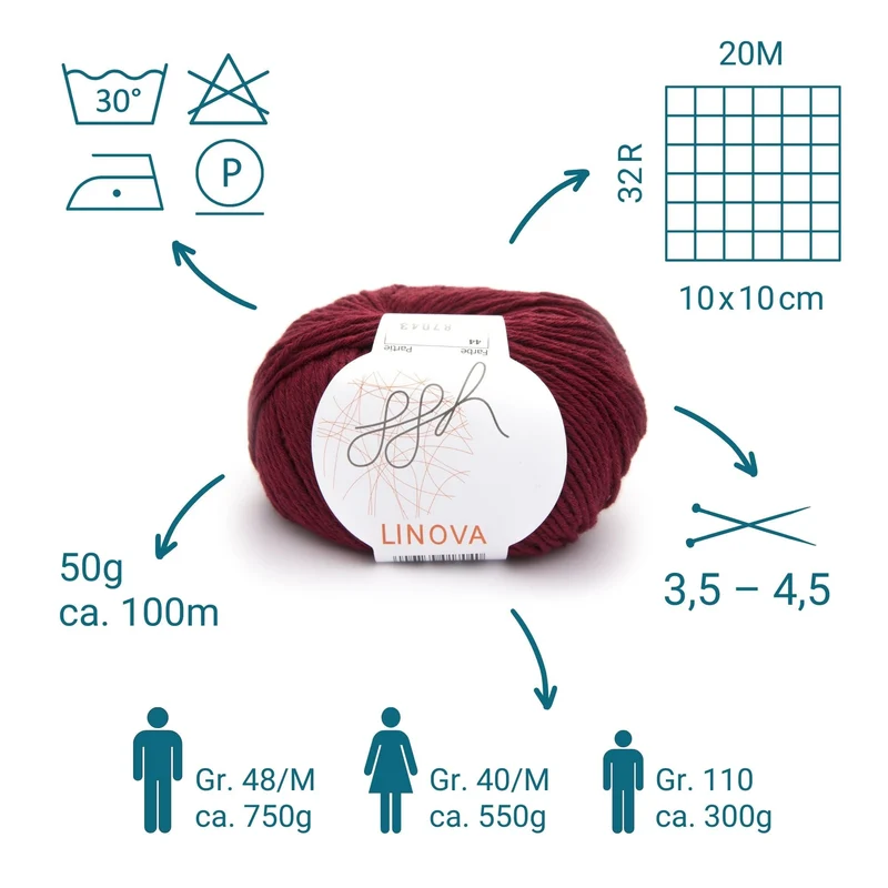 ggh Linova | 100% Baumwolle | 100m/50g | 044 - Ziegelrot