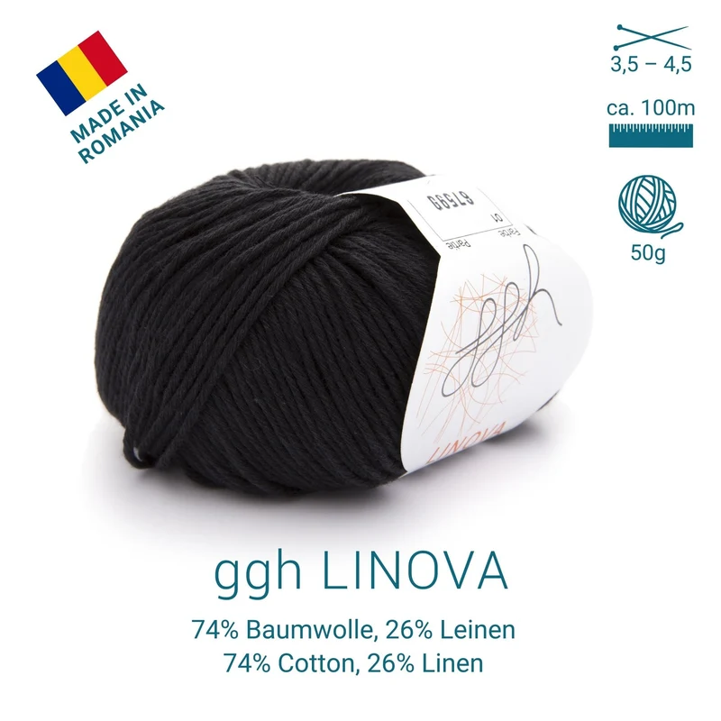 ggh Linova | 100% Baumwolle | 100m/50g | 001 - Schwarz