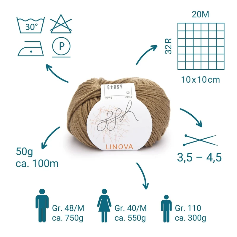 ggh Linova | 100% Baumwolle | 100m/50g | 003 - Haselnuss