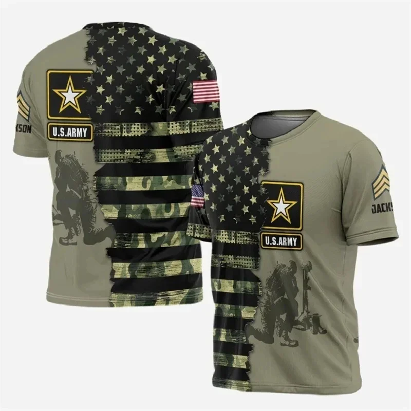 Maglietta mimetica da uomo dell'esercito americano T-Shirt Manica Corta Camicia