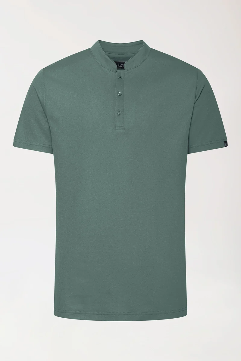 COMFY FLEX Stretch Shirt Herren - Stehkragen dunkelgrün