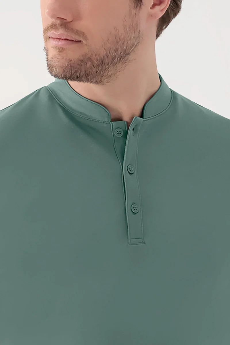 COMFY FLEX Stretch Shirt Herren - Stehkragen dunkelgrün