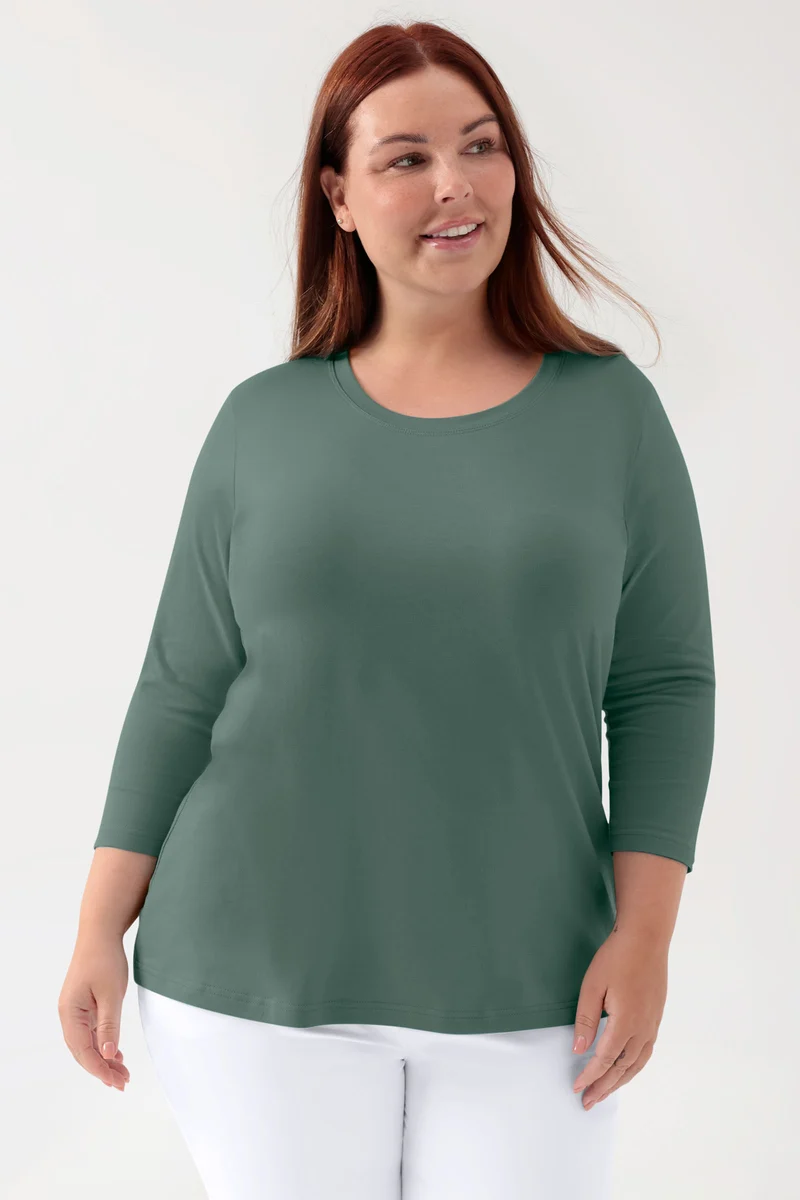 CORE Shirt Damen - 3/4 Arm dunkelgrün