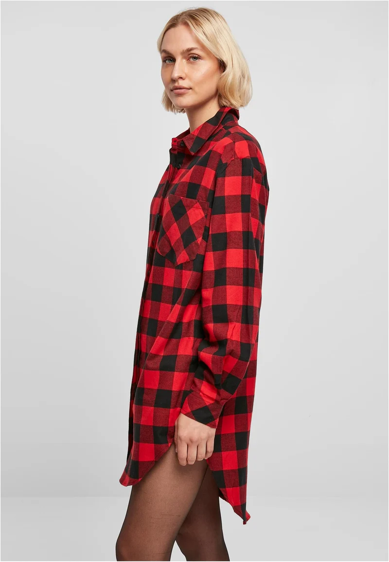 UC Oversized Check Flannel Shirt Dress