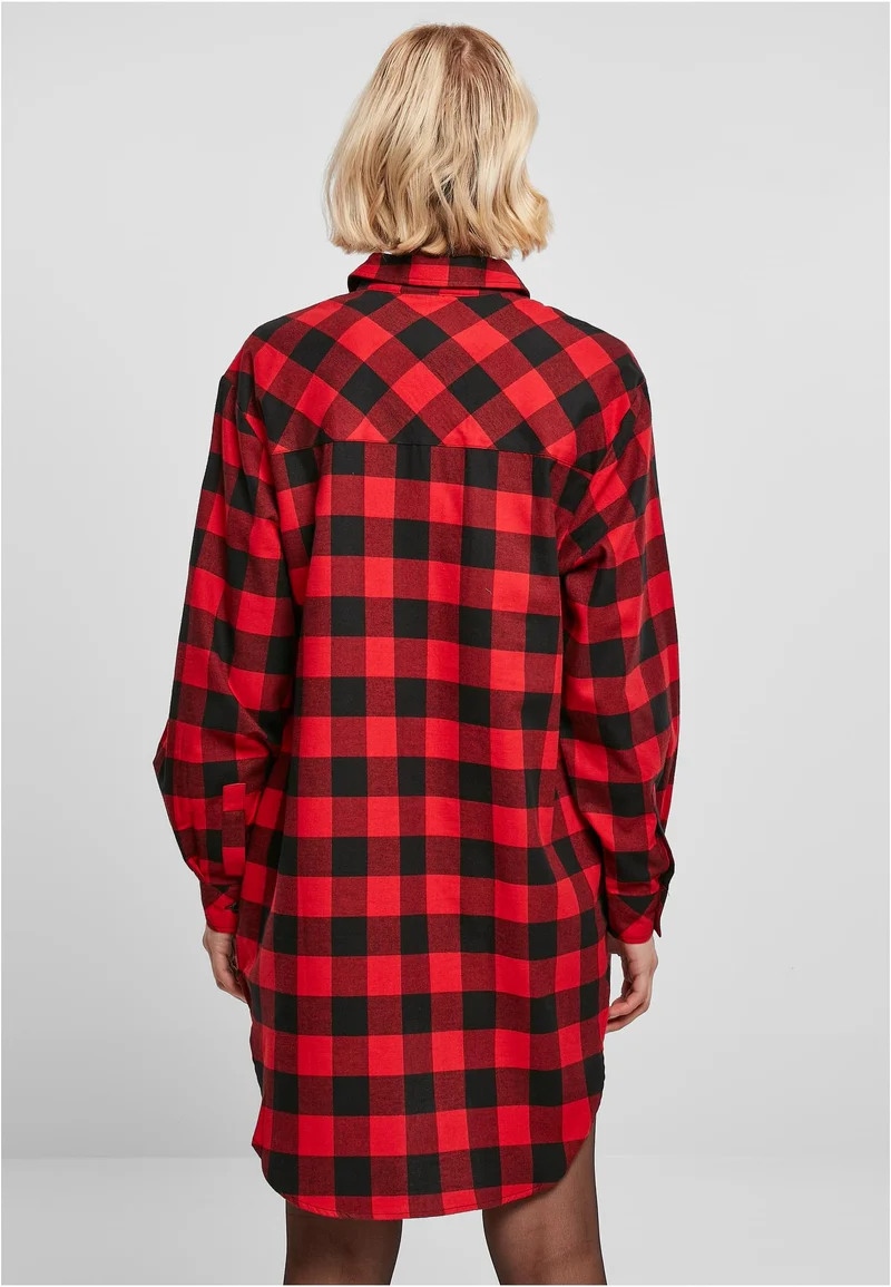 UC Oversized Check Flannel Shirt Dress