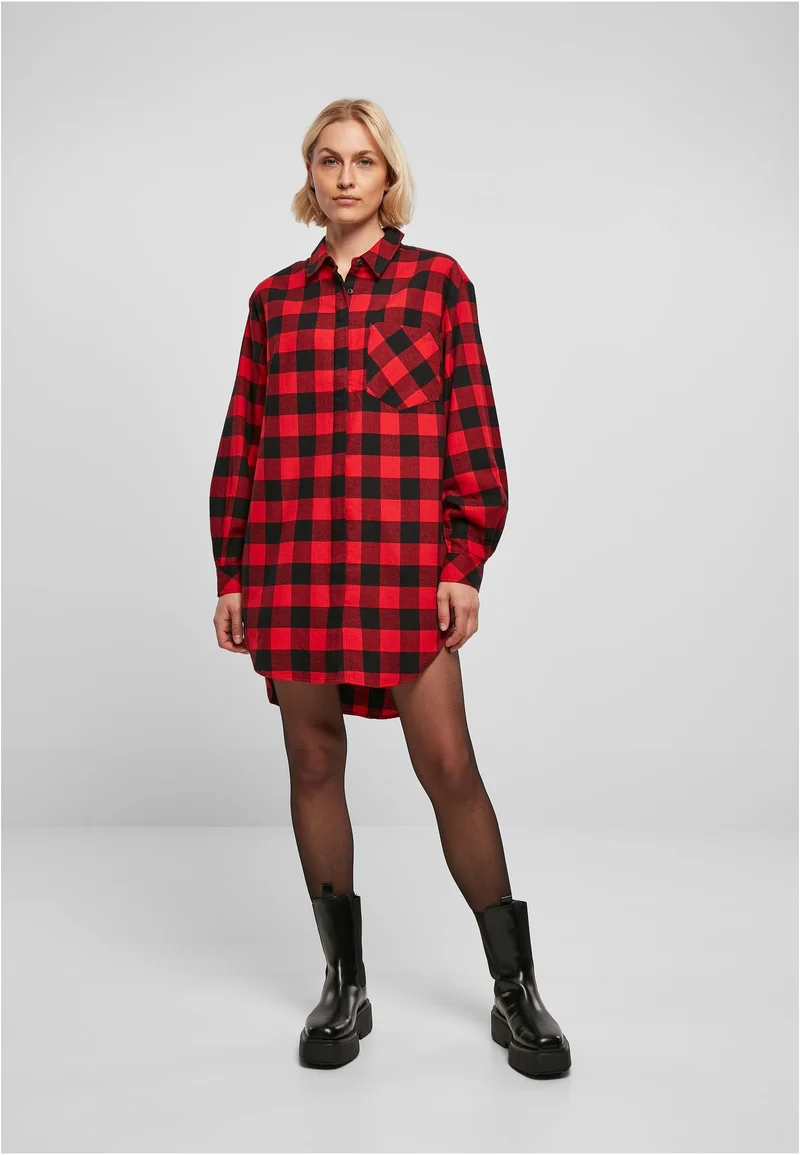 UC Oversized Check Flannel Shirt Dress