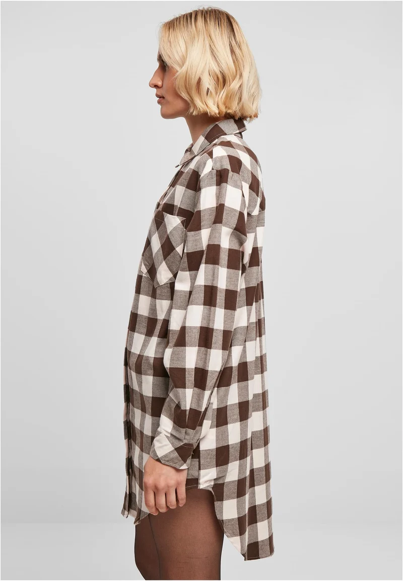 UC Oversized Check Flannel Shirt Dress