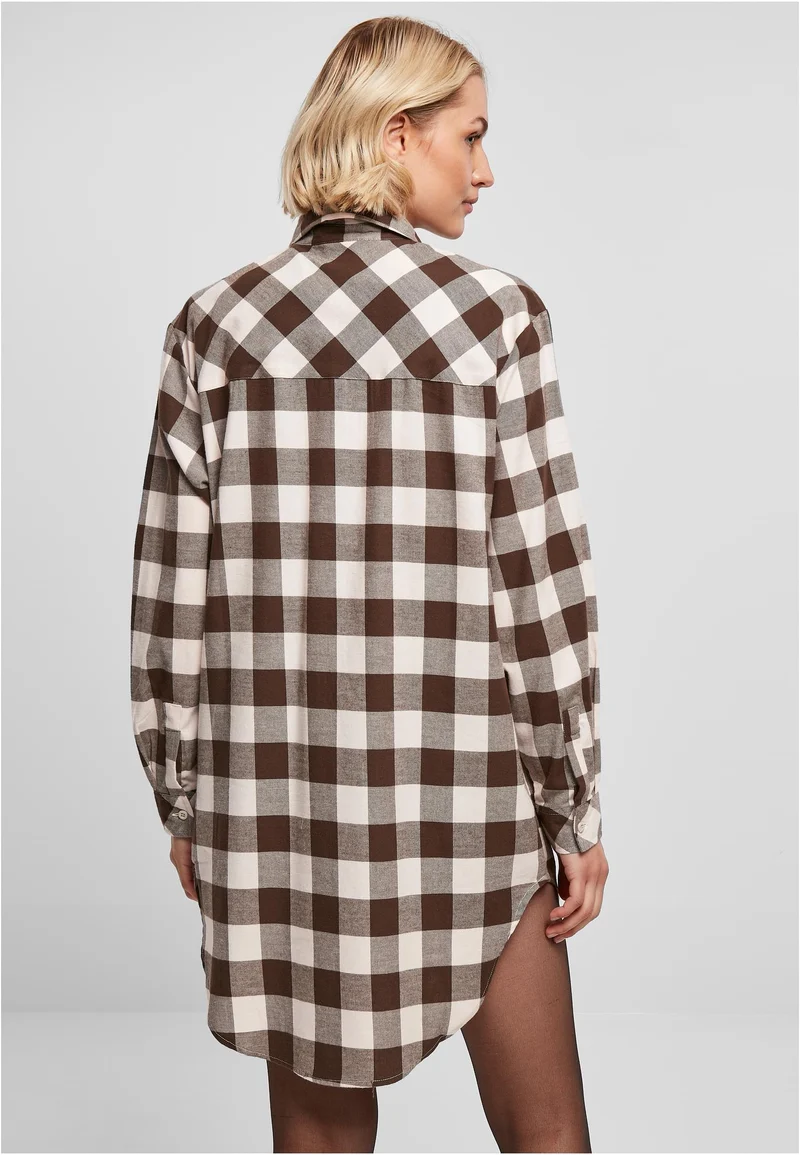 UC Oversized Check Flannel Shirt Dress