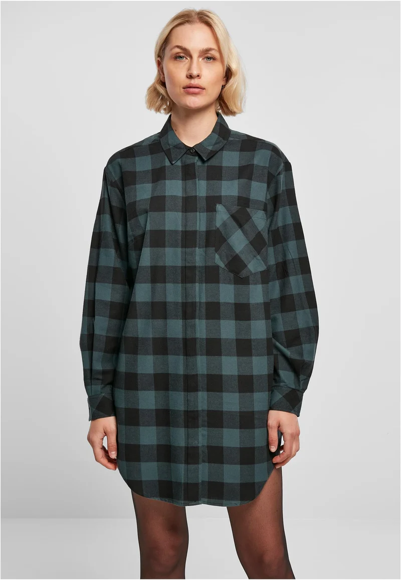 UC Oversized Check Flannel Shirt Dress