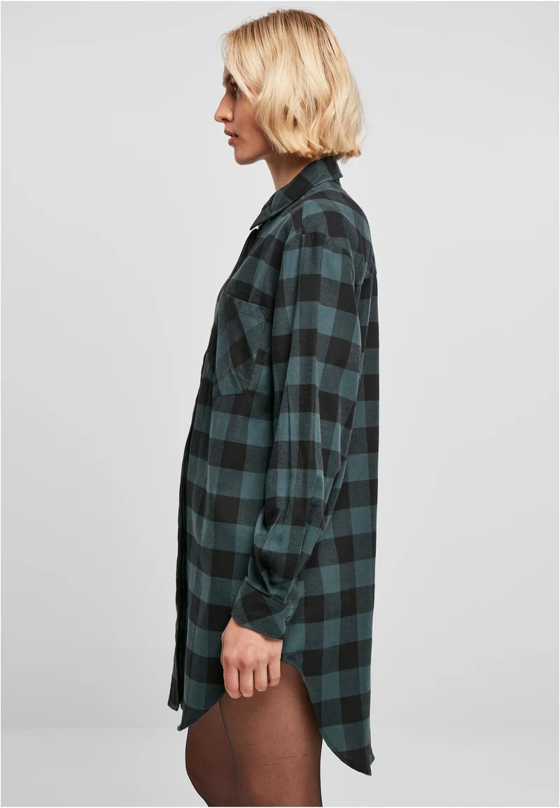 UC Oversized Check Flannel Shirt Dress
