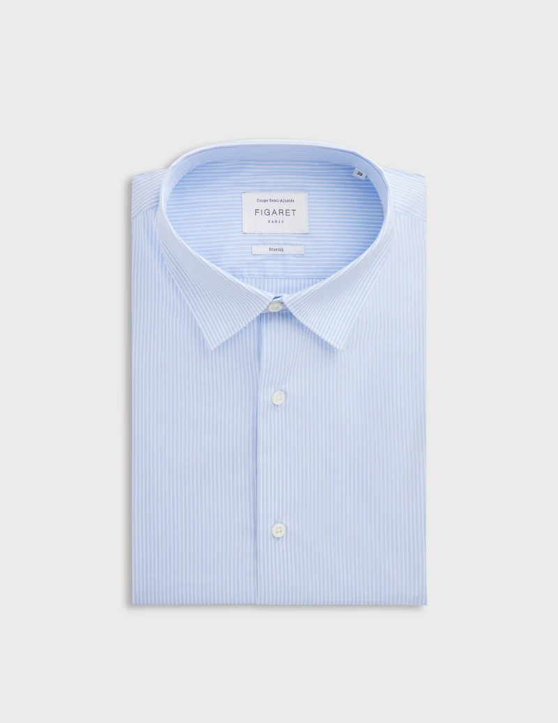 Chemise Semi-ajustée stretch rayée bleue