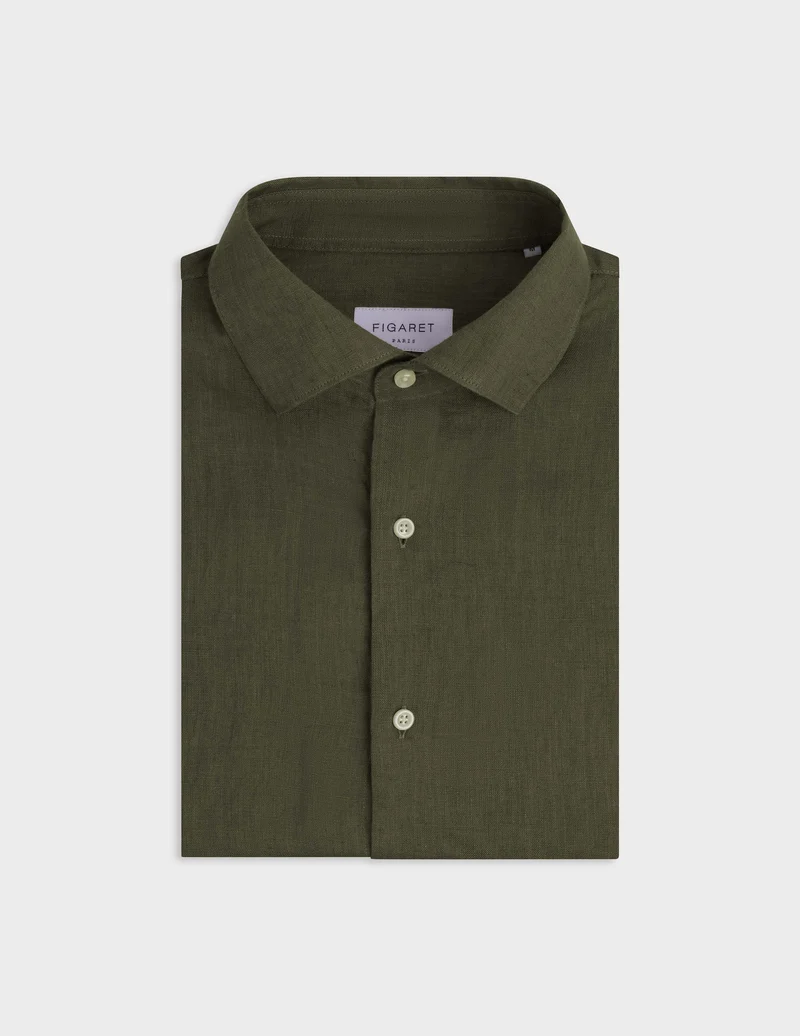 Chemise Aristote en lin kaki