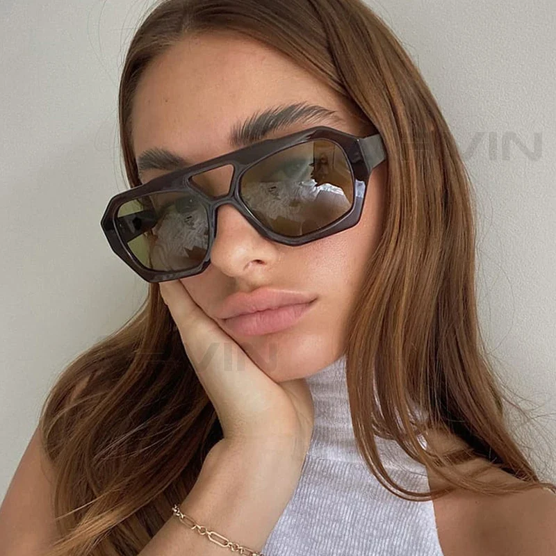 Damen Sonnenbrille Designer Luxus Brille Quadratische Übergröße Gläser Vintage