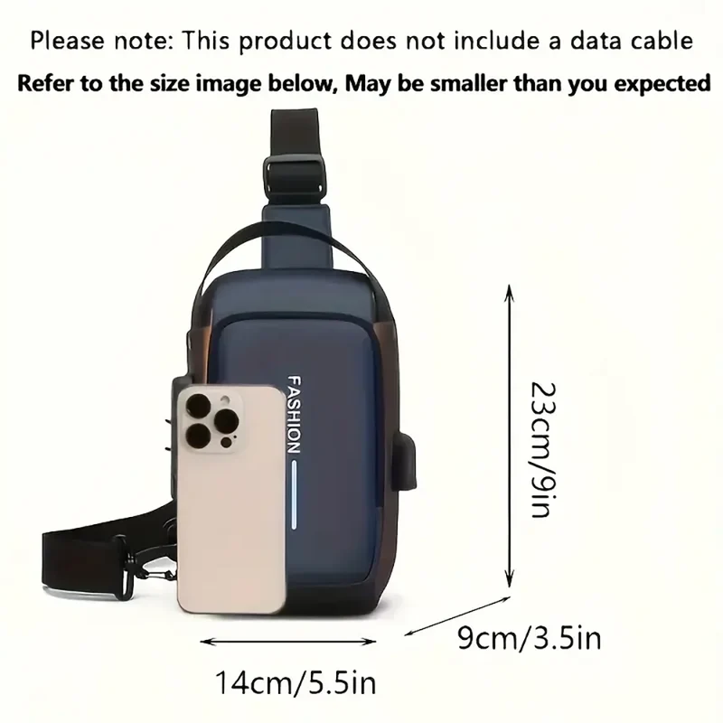 Zaino Monospalla Borsa Da Petto Marsupio Per Uomo Borsello Moto con Porta USB