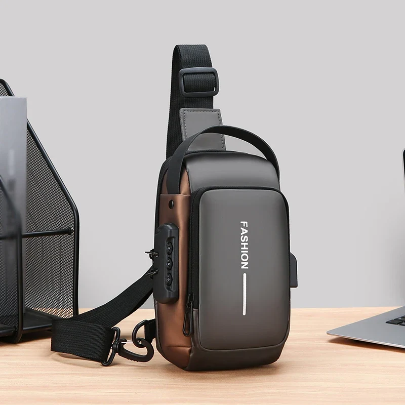 Zaino Monospalla Borsa Da Petto Marsupio Per Uomo Borsello Moto con Porta USB
